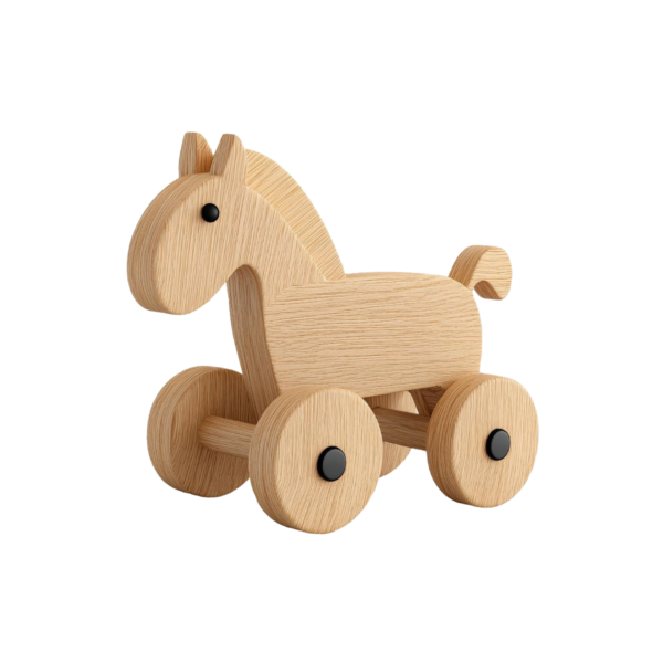 Деревянная игрушка-лошадь на колесах